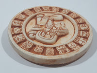 Mexican Folk Art Aztec Mayan Calendar 4 5/8" Handmade Stone Pottery Wall Plaque