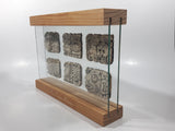 Very Rare Los Cabos Mexico Set of 6 Museum Reproduction Mayan Glipho Glypho 8 3/4" Wide Wood and Glass Display