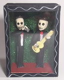 Mexican Folk Art Day of The Dead Skeleton Mariachi Band 4" Tall Black Painted Diorama