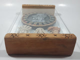 Very Rare Mexico Chichen Itza Mayan Calendar Temple and Masks 10 1/2" Wide Wood and Glass Display