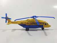 2011 Matchbox Sky Busters Sikorsky S-92 Helicopter Air Ambulance Rescue Medic Yellow and Blue Die Cast Toy Aircraft Vehicle