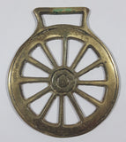 Antique Wagon Wheel Themed Horse Brass 2 3/4" x 3 1/4"