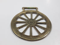 Antique Wagon Wheel Themed Horse Brass 2 3/4" x 3 1/4"