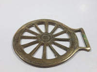 Antique Wagon Wheel Themed Horse Brass 2 3/4" x 3 1/4"