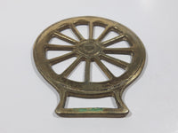 Antique Wagon Wheel Themed Horse Brass 2 3/4" x 3 1/4"