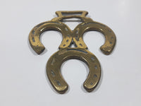 Antique Triple Horseshoe Themed Horse Brass 3" x 3 3/4"