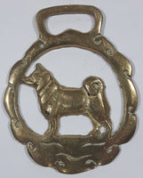 Antique Siberian Husky Dog Themed Horse Brass 2 3/4" x 3 3/8"