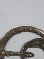 Antique New Forest King Rufus Stirrup Horse Brass 3" x 3 5/8"