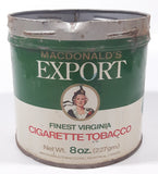 Vintage Macdonald's Export Finest Virginia Cigarette Tobacco 8 oz Metal Tin Can No Lid
