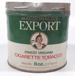 Vintage Macdonald's Export Finest Virginia Cigarette Tobacco 8 oz Metal Tin Can No Lid