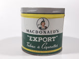 Vintage Macdonald's Export Finest Virginia Cigarette Tobacco 8 oz Metal Tin Can No Lid