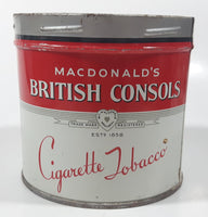 Vintage W.C. Macdonald's British Consols Cigarette Tobacco Red & White Tin Can No lid