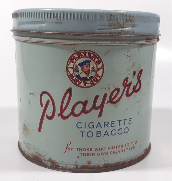 Vintage Player's Navy Cut Cigarette Tobacco Light Blue "For Those Who Prefer To Roll Their Own Cigarettes" Metal Tin Can