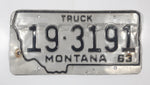 Vintage 1963 Montana Truck Black Letters Silver Metal License Plate Tag 19 3191