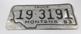 Vintage 1963 Montana Truck Black Letters Silver Metal License Plate Tag 19 3191