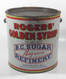 Vintage Rogers Syrup Golden Sugar Vancouver, B.C. Sugar Refinery 20lb Tin Metal Can Pail with Lid