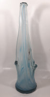 Vintage Blue and White Swirl 17 1/2" Tall Art Glass Basket