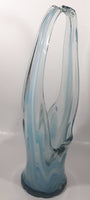 Vintage Blue and White Swirl 17 1/2" Tall Art Glass Basket