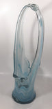 Vintage Blue and White Swirl 17 1/2" Tall Art Glass Basket