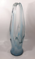 Vintage Blue and White Swirl 17 1/2" Tall Art Glass Basket