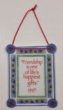 1997 AGC American Greetings "Friendship is one of life's happiest gifts" 2 5/8" x 3 1/4" Ceramic Plaque Hanging Ornament