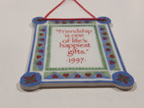 1997 AGC American Greetings "Friendship is one of life's happiest gifts" 2 5/8" x 3 1/4" Ceramic Plaque Hanging Ornament