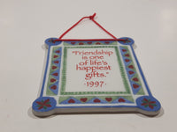 1997 AGC American Greetings "Friendship is one of life's happiest gifts" 2 5/8" x 3 1/4" Ceramic Plaque Hanging Ornament