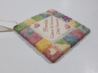 1994 AGC American Greetings "Friendship Cannot Be Measured ~ Only Treasured" Patchwork Quilt 2 3/4" x 2 3/4" Ceramic Plaque Hanging Ornament