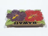 Hawaii Hibiscus Flower Themed 1 1/4" x 2" Enamel Metal Fridge Magnet