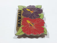 Hawaii Hibiscus Flower Themed 1 1/4" x 2" Enamel Metal Fridge Magnet