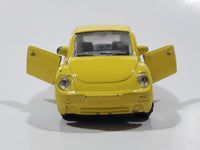 Volkswagen Beetle Bug Yellow Pull Back Die Cast Toy Car Vehicle with Opening Doors