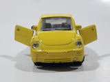 Volkswagen Beetle Bug Yellow Pull Back Die Cast Toy Car Vehicle with Opening Doors