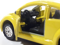 Volkswagen Beetle Bug Yellow Pull Back Die Cast Toy Car Vehicle with Opening Doors