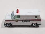 Vintage Yatming No. 1501 Ford Econoline E-150 Police Emergency White Van Die Cast Toy Car Emergency Rescue Vehicle