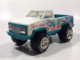 Vintage 1980s Tonka Diver Down Pickup Truck White and Aqua Blue Plastic and Pressed Steel Die Cast Toy Car Vehicle 8" Long