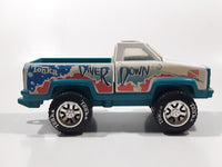 Vintage 1980s Tonka Diver Down Pickup Truck White and Aqua Blue Plastic and Pressed Steel Die Cast Toy Car Vehicle 8" Long