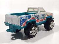 Vintage 1980s Tonka Diver Down Pickup Truck White and Aqua Blue Plastic and Pressed Steel Die Cast Toy Car Vehicle 8" Long