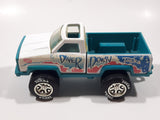 Vintage 1980s Tonka Diver Down Pickup Truck White and Aqua Blue Plastic and Pressed Steel Die Cast Toy Car Vehicle 8" Long