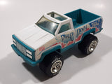 Vintage 1980s Tonka Diver Down Pickup Truck White and Aqua Blue Plastic and Pressed Steel Die Cast Toy Car Vehicle 8" Long