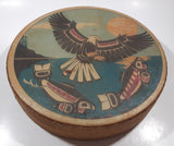 Clarence A. Wells Port Simpson, B.C. Aboriginal Art Eagle and Salmon Deer Hide Rimmed Drum Print