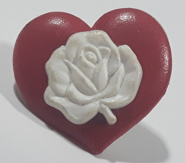 Red Heart with White Rose 1/2" x 1/2" Plastic Lapel Pin