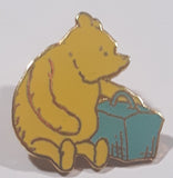 1990 Disney Winnie The Pooh Sitting with Picnic Basket 7/8" x 1" Enamel Metal Lapel Pin