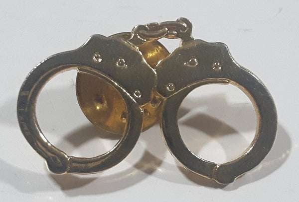 Handcuffs 3/4" x 1 1/8" Gold Tone Metal Lapel Pin