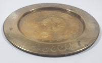 Vintage Engraved Brass Set of 4 Wine Cups and 9" Engraved Brass Serving Tray