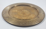 Vintage Engraved Brass Set of 4 Wine Cups and 9" Engraved Brass Serving Tray