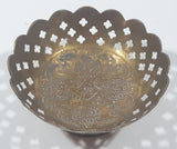 Vintage Ornate Engraved Brass 4 3/4" Wide Pedestal Candy Dish