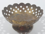 Vintage Ornate Engraved Brass 4 3/4" Wide Pedestal Candy Dish