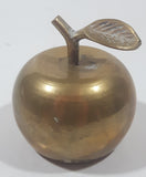 Vintage Brass Metal 2 3/8" Tall Apple with Leaf