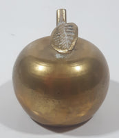 Vintage Brass Metal 2 3/8" Tall Apple with Leaf