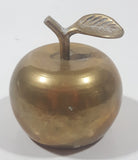 Vintage Brass Metal 2 3/8" Tall Apple with Leaf